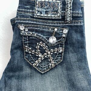 Grace in LA Size 7 Bootcut Jeans Y2K Western Rhinestone Pockets